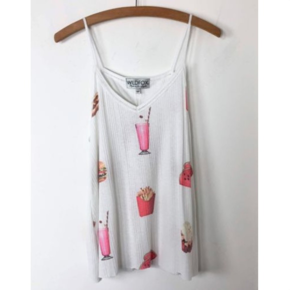 Wildfox Tops - Wildfox Shake Hamburger Fries Tank Top Watermelon